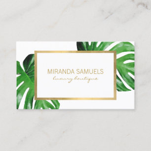 Tropische Waterverf Monstera Leaves Boutique Visitekaartje