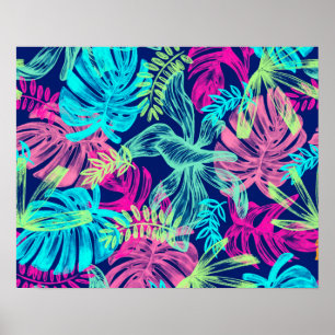 Tropische Waterverf Neon laat kunstwerk Poster