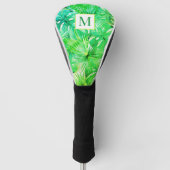 Tropische Waterverf Palm Botanisch Monogram Golfheadcover (Voorkant)