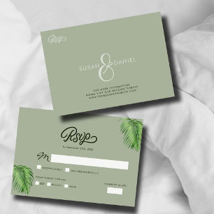 Tropische Waterverf Palm Leaves Bruiloft RSVP Kaar Kaartje