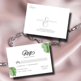 Tropische Waterverf Palm Leaves Bruiloft RSVP Kaar Kaartje