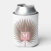 Tropische Waterverf Palm Monogram Blikjeskoeler (Blikje Voorkant)