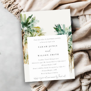 Tropische Waterverf Palm Trees Rehearsal Dinner Kaart