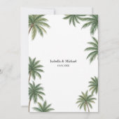 Tropische Waterverf palmbomen bruiloft uitnodiging (Achterkant)