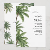 Tropische Waterverf palmbomen bruiloft uitnodiging (Voorkant / Achterkant)