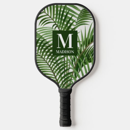 Tropische Waterverf palmboom monogrammen Pickleball Paddle (Voorkant)