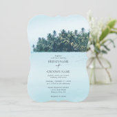 Tropische Waterverf Palmen & Strandbruiloft Kaart (Staand voorkant)