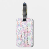 Tropische Waterverf Patroon | Monogram Bagagelabel (Achterkant verticaal)