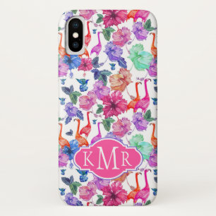 Tropische Waterverf Patroon   Monogram iPhone X Hoesje