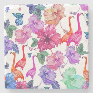 Tropische Waterverf Patroon Stenen Onderzetter