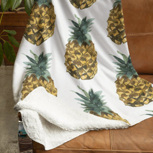 Tropische Waterverf Pineappel Naadloos patroon Sherpa Deken