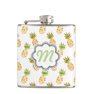 Tropische Waterverf Pineappelpatroon Heupfles