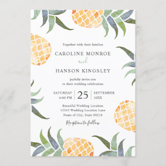 Tropische Waterverf Pineapple Summer Beach Weddens Kaart