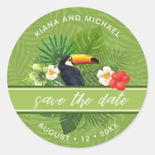 Tropische waterverf sparen de Datum Groene ID577 Ronde Sticker