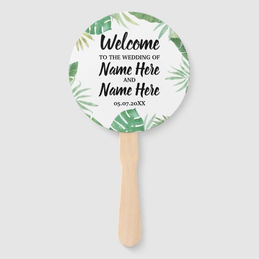 Tropische Waterverf Trouwprogramma Hand Fan Handwaaier (Voorkant)