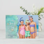 Tropische Waterverf van de groeten van SEAson in d Feestdagenkaart (Staand voorkant)