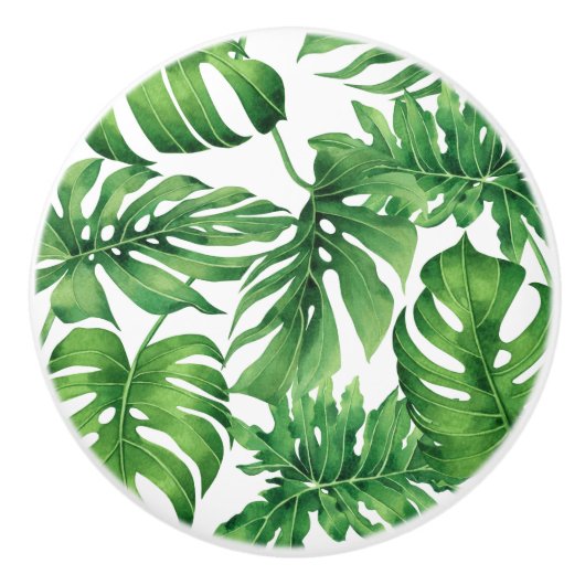 Tropische Waterverf van het Natuur blad Keramische Knop (Voorkant)