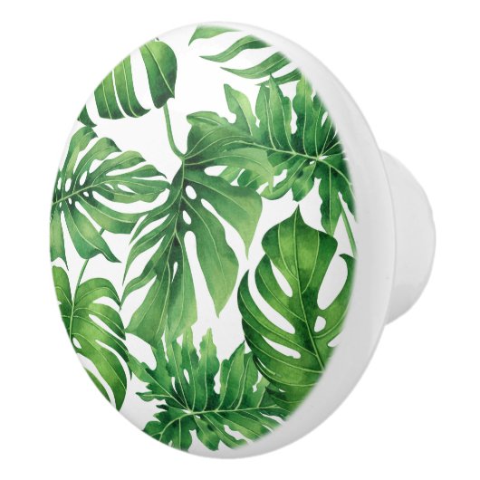 Tropische Waterverf van het Natuur blad Keramische Knop (Rechts)