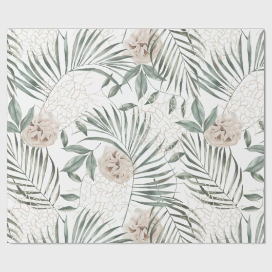 Tropische Waterverf verlaat- en blokpatroon Cadeaupapier (Vlak)