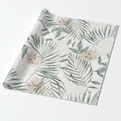 Tropische Waterverf verlaat- en blokpatroon Cadeaupapier (Uitgerold)