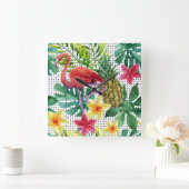 Tropische Waterverf Vierkante Klok (Huis)