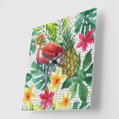 Tropische Waterverf Vierkante Klok (Hoek)