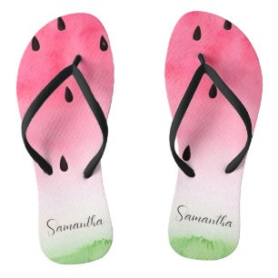 Tropische Waterverf Watermeloen Slice Gepersonalis Teenslippers