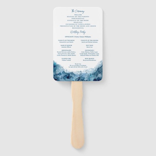 Tropische Waterverf-weddenschap-programma Hand Fan Handwaaier (Achterkant)