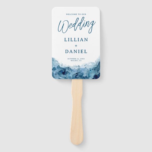 Tropische Waterverf-weddenschap-programma Hand Fan Handwaaier (Voorkant)