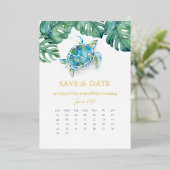 Tropische Waterverf Weddenschap sparen de Datum Fo Folie Feestdagenkaart (Staand Voorkant)