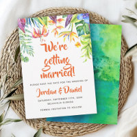 Tropische Waterverf Zomerbruiloft Save the Date