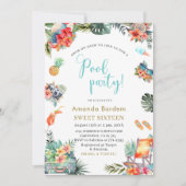 Tropische Waterverf Zwembad Zomer Zestien Geboorte Kaart (Voorkant)