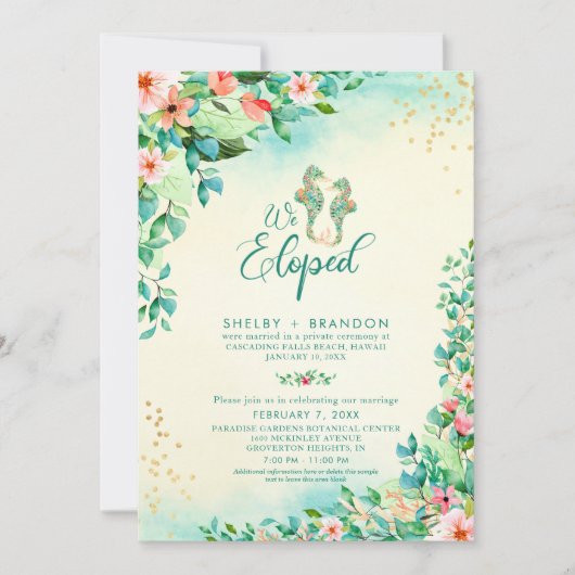 Tropische weddenschappen Eloped Reception Floral S Kaart (Voorkant)