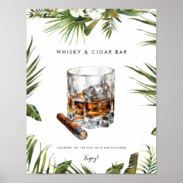 Tropische whisky & sigaar bar teken poster
