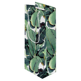 Tropische wijntas van banaan met bladeren wijn cadeautas