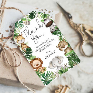 Tropische wilde dieren Oerwoud Safari Birthday Par Cadeaulabel