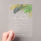 Tropische wilde palmbladeren bruiloft acryl uitnodigingen (Insitu (Draagbaar))