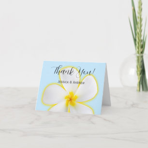 Tropische, witte en gele pruimen, Floral Wedding Bedankkaart