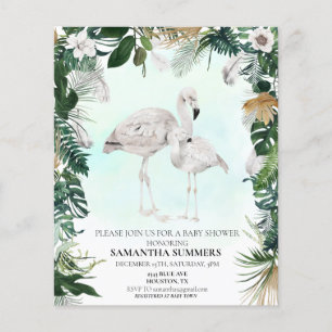 Tropische Witte Flamingo Baby Shower Boho