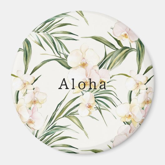 Tropische witte orchideeënbloemen magneet (Voorkant)
