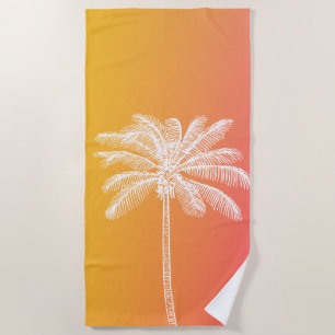 Tropische witte palmboom zonsondergang strandlaken