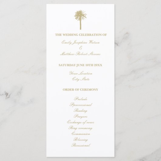 Tropische zandkleur strand bruiloft ceremonie prog programma (Voorkant)