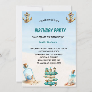 Tropische zandstrand fles zomerverjaardag kaart