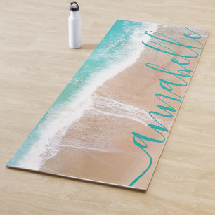 tropische zandstrand oceaanmeditatie gepersonalise yogamat