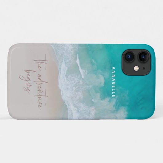 tropische zandstrandoceaan het avontuur begint Case-Mate iPhone case (Achterkant (horizontaal))