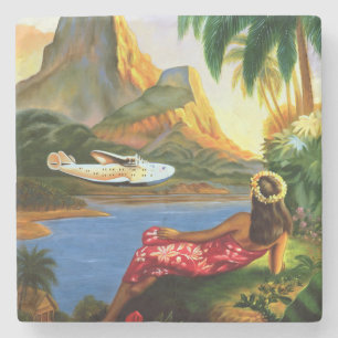  tropische Zee in Hawaï — palmboom Stenen Onderzetter