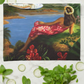  tropische Zee in Hawaï — palmboom Theedoek (Gevouwen)