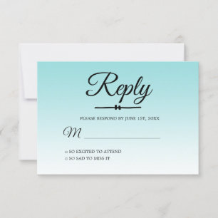 Tropische Zee Schelp Blauw Ombre Sweet 16 RSVP Kaart