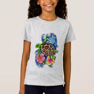 Tropische Zee schildpad en Hibiscus T-shirt
