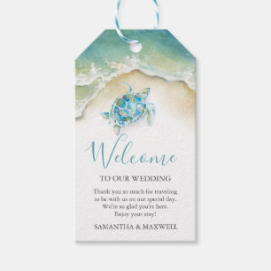 Tropische Zee Schildpad Welkom Waterverf Cadeautag Cadeaulabel